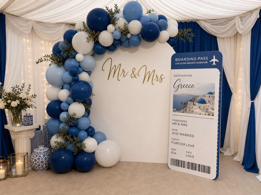 Beautiful picnic setup with balloons and decorative styling